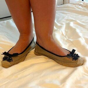 Mute gold and black flats,  size 7.5